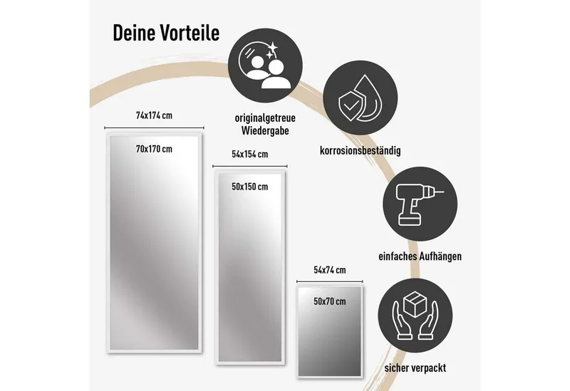 nielsen HOME Wandspiegel Spiegel Oslo, Weiß, – Produktbild 1 von 5