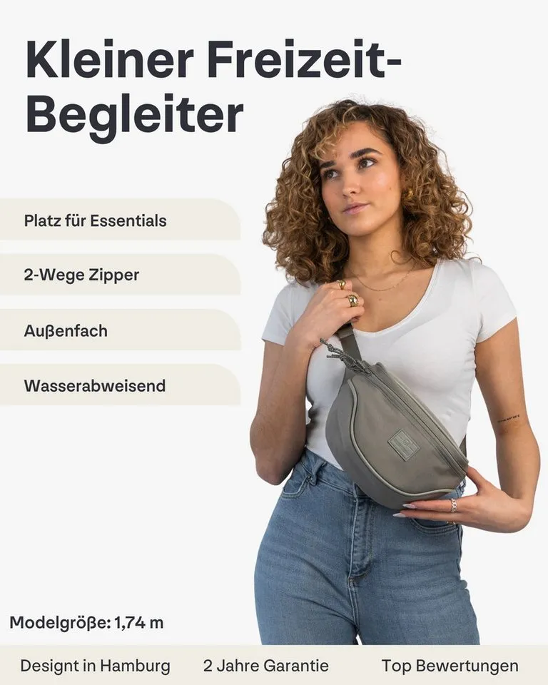 Johnny Urban Gürteltasche Ben Bauchtasche Damen Herren Wasserabweisend (1-tlg), Größenverstellbar, Wasserabweisend, Grau, – Produktbild 7 von 8