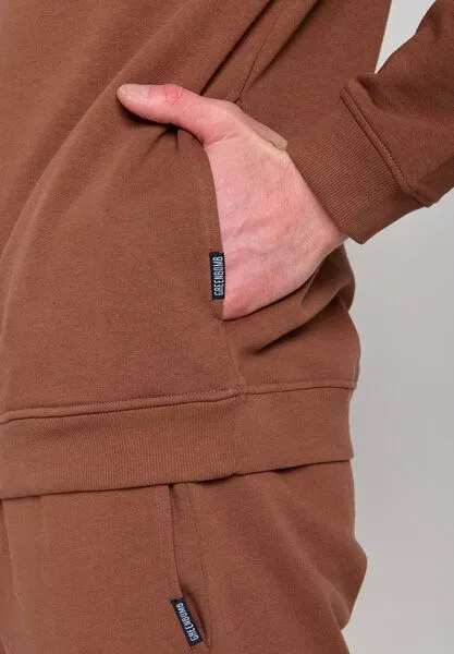 GreenBomb GREENBOMB Lifestyle Running Mirror - Lässiger Half-Zip aus Bio-Baumwolle / hochwertiger Stick / GOTS / Fair & Vegan, Braun (wood bark), – Produktbild 4 von 4