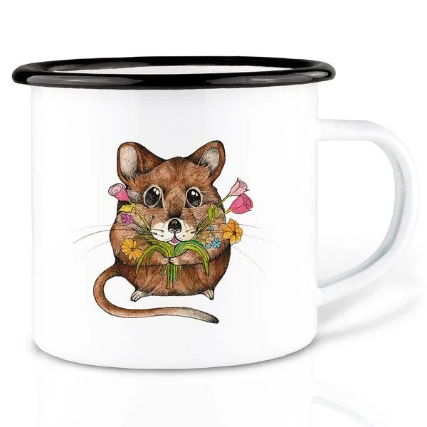 LIGARTI Emaille Tasse – Mausstrauß – LIGARTI Tiermanufaktur – Produktbild 1 von 4