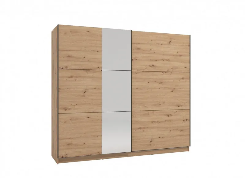 OTTO home Schwebetürenschrank Sierra Kleiderschrank mit Spiegel Garderobe Topseller inklusive Inneneinteilung & Kleiderstange, FSC®-Zertifiziert, Beige, – Produktbild 4 von 5