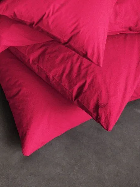 erlich textil erlich textil Fred Kopfkissenbezug aus weicher Bio-Baumwolle, made in Europe, Knallpink, – Produktbild 6 von 8