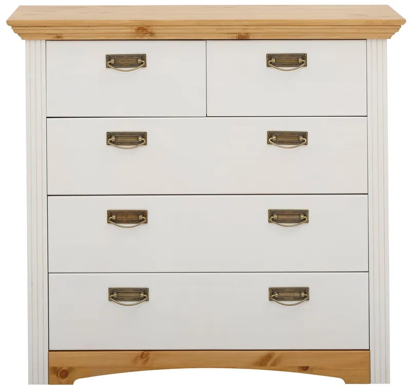 OTTO home Schubkastenkommode Konrad, Kommode, im Landhausstil, rustikal, Breite 94 cm, aus massiver, FSC®-zertifizierter Kiefer, Weiß, – Produktbild 1 von 8