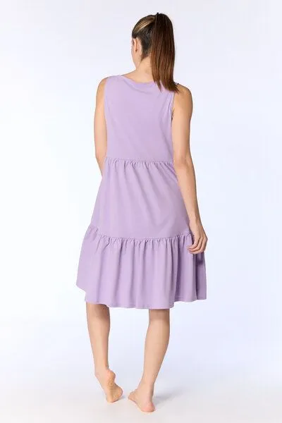 Leela Cotton Leela Cotton Damen Volantkleid Bio-Baumwolle 1733, Viola, – Produktbild 2 von 2