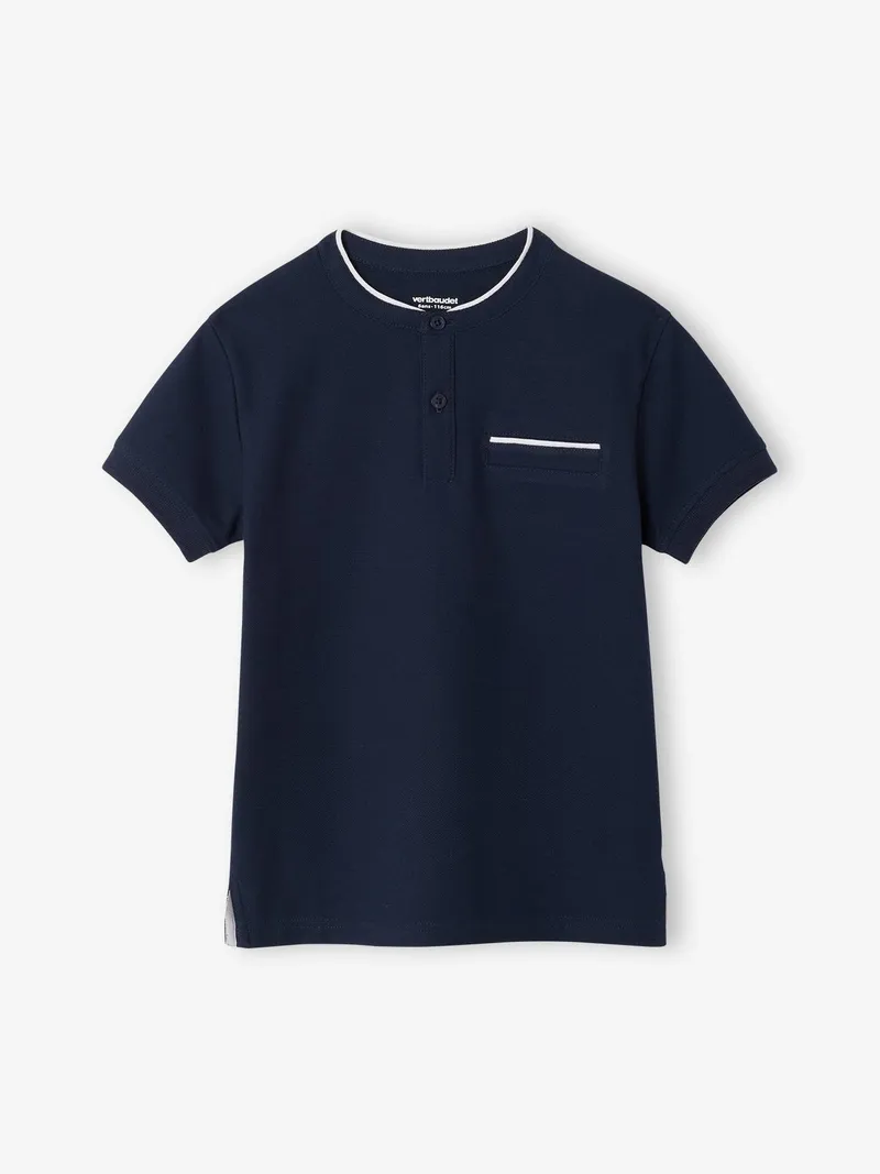 Vertbaudet Jungen Poloshirt mit Stehkragen, Marine, – Produktbild 1 von 2