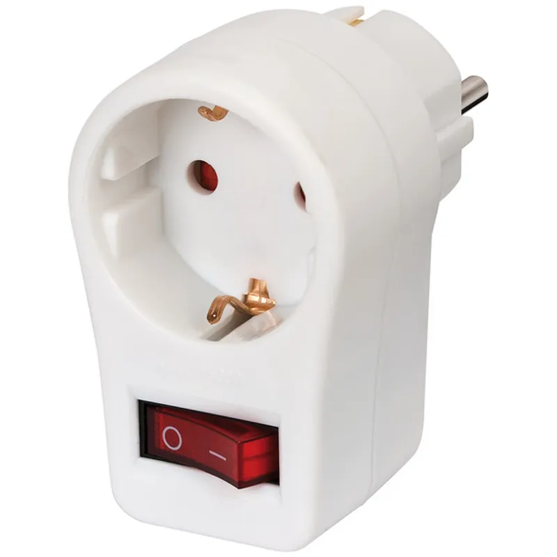 Brennenstuhl brennenstuhl Schutzkontakt-Adapterstecker mit Schalter, weiß – Produktbild 2 von 3