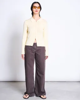 JAN N JUNE JAN 'N JUNE Damen vegan Strickjacke Mit Reißverschluss Von Tyrie Hellgelb – Produktbild 1 von 1