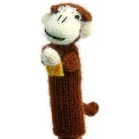 El Puente El Puente Gestrickte Fingerpuppe "Affe mit Banane" | Fair Trade & Handmade aus Peru – Produktbild 1 von 1