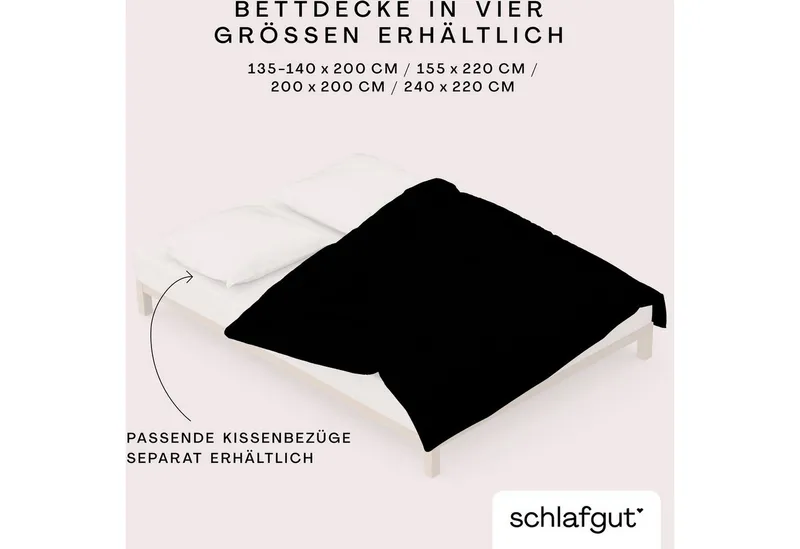 Schlafgut Schlafgut Bettbezug Premium Bettbezug Knitted Jersey (1 St), (1 St), Ton-in-Ton Reißverschluss, Bio-Baumwolle mit Elasthan, Uni, OEKO Tex, Schwarz, – Produktbild 4 von 5