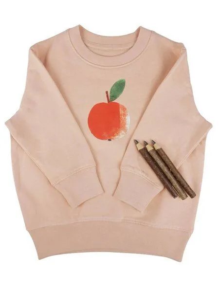 MelaDi Meladi Kinder Sweater aus Biobaumwolle - Apfel auf Creme Latte, Creme, – Produktbild 1 von 4