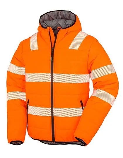 Result Genuine Recycled Result Genuine Recycled Safety Workwear HiViz Gefütterte Sicherheitsjacke Recycelt Warnschutz Regen- und Windjacken, Orange (fluorescent), – Produktbild 2 von 3
