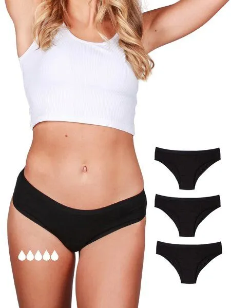 Taynie Extra starke Periodenunterwäsche - Biozidfrei - 60°C - Taynie Classic Extra Stark, 3er pack schwarz, – Produktbild 2 von 4