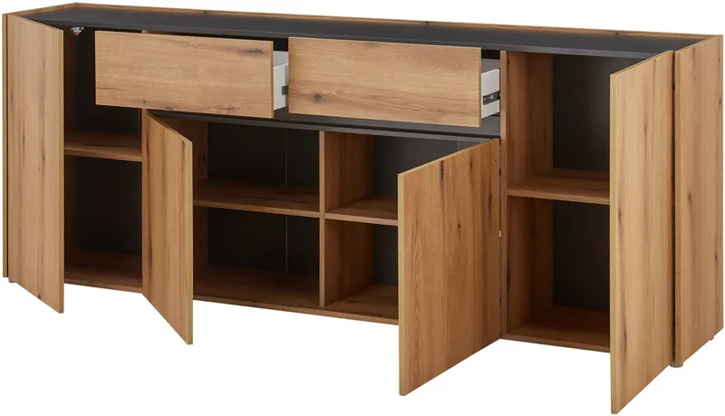 Home affaire Sideboard City/Giron, moderner Schrank, Kommode, Stauraumschrank, zeitlos, modern, ausreichend Stauraum, vielseitig einsetzbar, Braun, – Produktbild 4 von 5