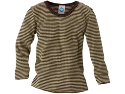 Cosilana Cosilana Kinder Hemd Langarm Baumwolle-Wolle-Seide grün-braun-geringelt Gr.92 – Produktbild 1 von 1