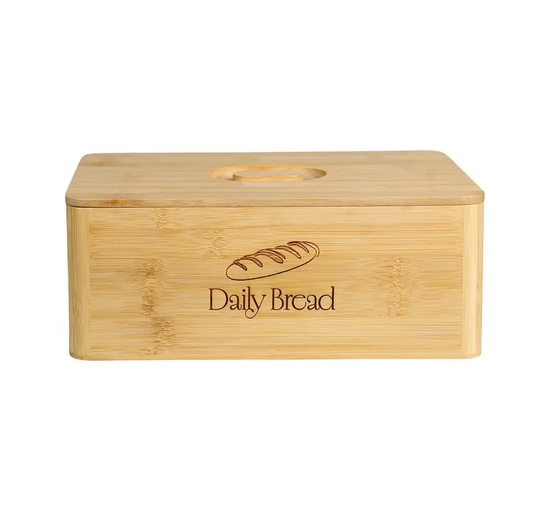 Kesper Kesper Brotkasten Brotbox, Bambus, FSC, Bambus, (1-tlg), mit Deckel, mit Einbrand, Beige, – Produktbild 3 von 5