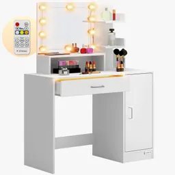 Casaria® Schminktisch Jocelyn Weiß 140x90x40cm LED – Produktbild 1 von 1