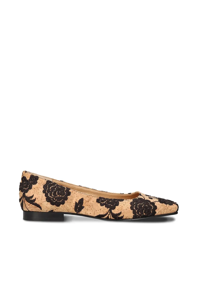 NAE NAE Damen vegan Ballerinas Louise Kork Schwarz/Braun, Schwarz, – Produktbild 1 von 2