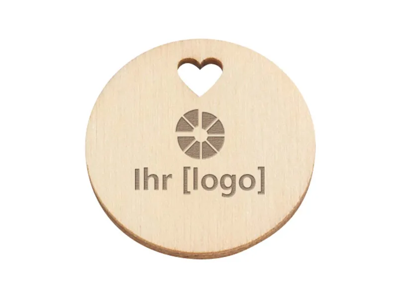Einkaufswagenchip 'Green Coin' mit Motivbohrung Herz und FSC-Logo – Produktbild 1 von 1