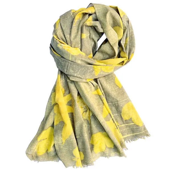 Sundara Sundara Schal aus 100% Bio-Baumwolle – ECO PRINT, Dunkelgrau, – Produktbild 3 von 4