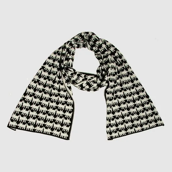 LANARTO slow fashion LANARTO slow fashion Schal Muster 'Hund' zweifarbig gestrickt aus Merinowolle, Schwarz, – Produktbild 2 von 2