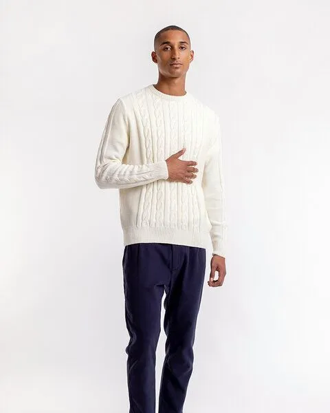 Rotholz Rotholz Zopfpullover aus Bio Merinowolle, Weiss, – Produktbild 1 von 4
