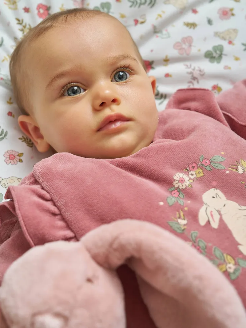 Vertbaudet Baby Winterschlafsack VERZAUBERTER HASE mit abnehmbaren Ärmeln mitwachsend TOG 3, Altrosa, – Produktbild 4 von 4