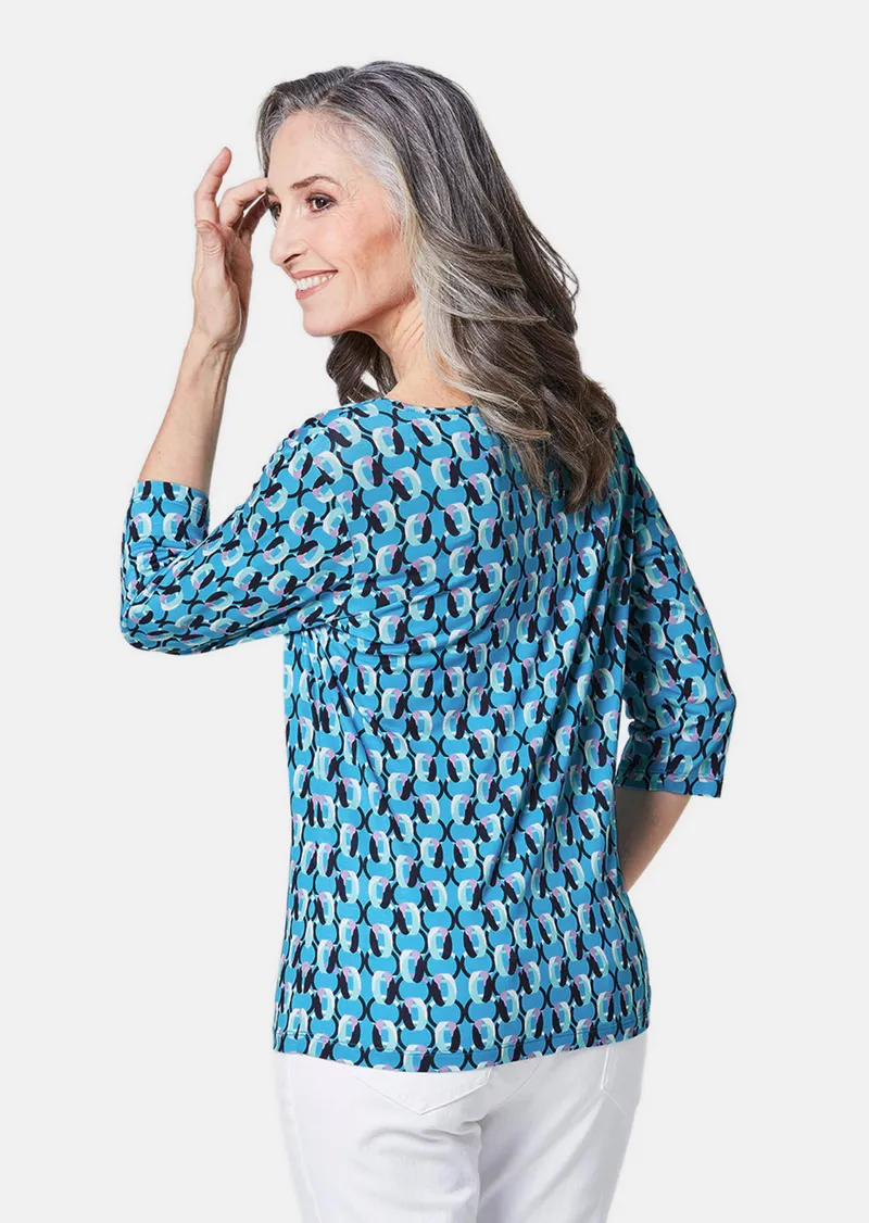 Goldner Druckshirt im Materialmix - blau / gemustert von Goldner Fashion, Blau, – Produktbild 3 von 3