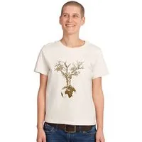 Life Tree Life-Tree Shirt aus Biobaumwolle Fairwear für Damen "Weltenbaum" in Burgundy Rot/Natural Weiß, Natur, – Produktbild 1 von 1