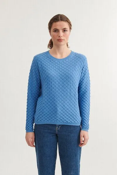 Basic Apparel Basic Apparel Strickpullover - Camilla sweater - aus Bio-Baumwolle, Blau (riviera), – Produktbild 1 von 4