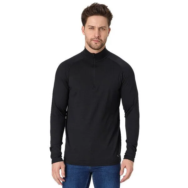 Woolona Woolona 100% Merinowolle Pullover BORA 1/4 Zip Herren - 250g/m², Schwarz, – Produktbild 1 von 2