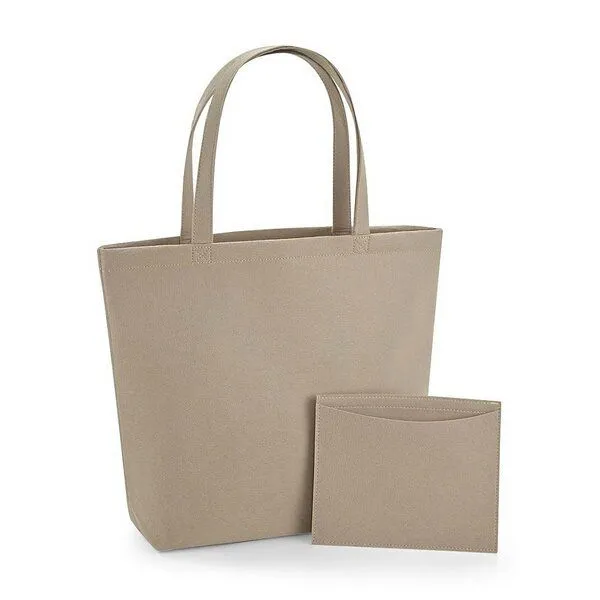 BagBase BagBase Filz Shopper Umhängetasche aus recyceltem Polyester, Heather grey, – Produktbild 4 von 4