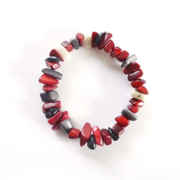 Mekhada Mekhada Tagua Armband RAKIRA, Rot/grau, – Produktbild 1 von 2
