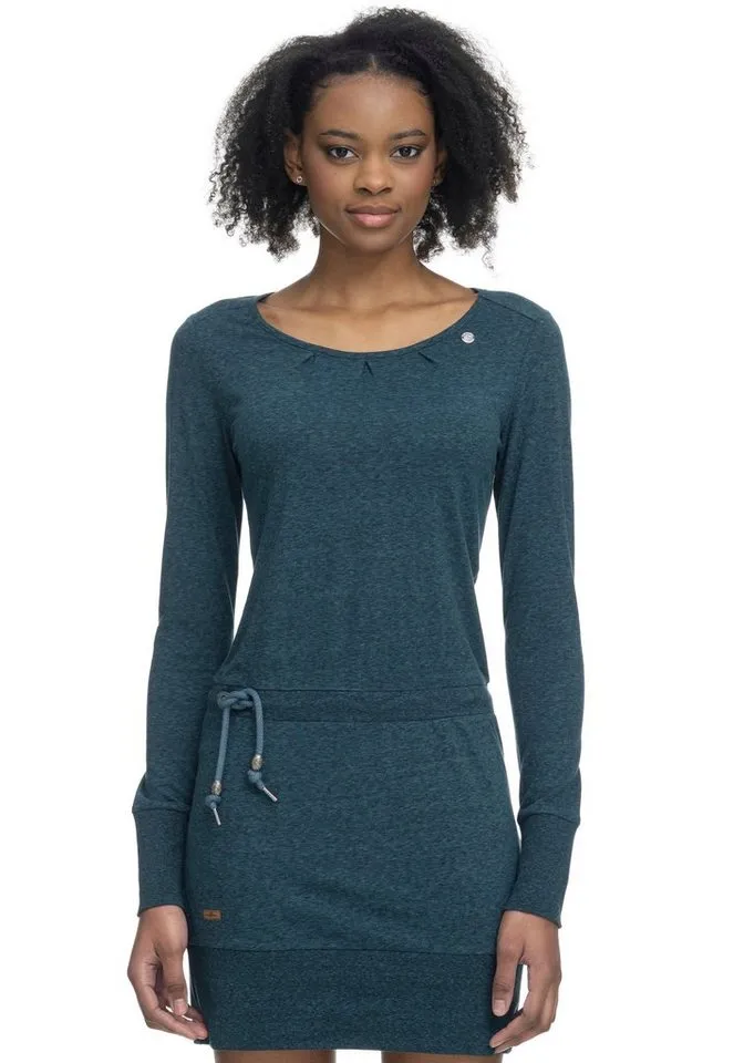 ragwear ragwear Jerseykleid ALEXA mit Kordelzug und kontrastigen Zierperlen-Besatz, Grün, – Produktbild 1 von 5
