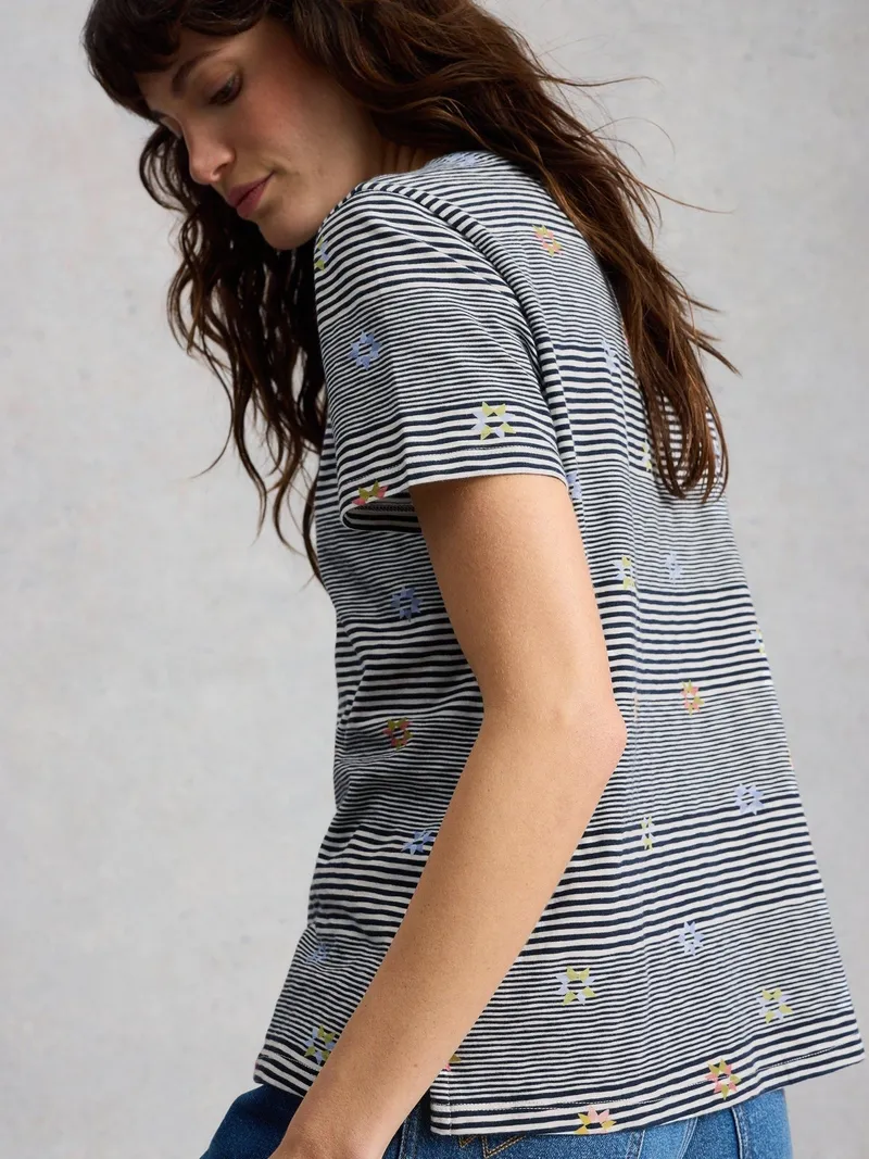 White Stuff Gestreiftes T-Shirt Abbie - 36, Marineblau multi, – Produktbild 1 von 4