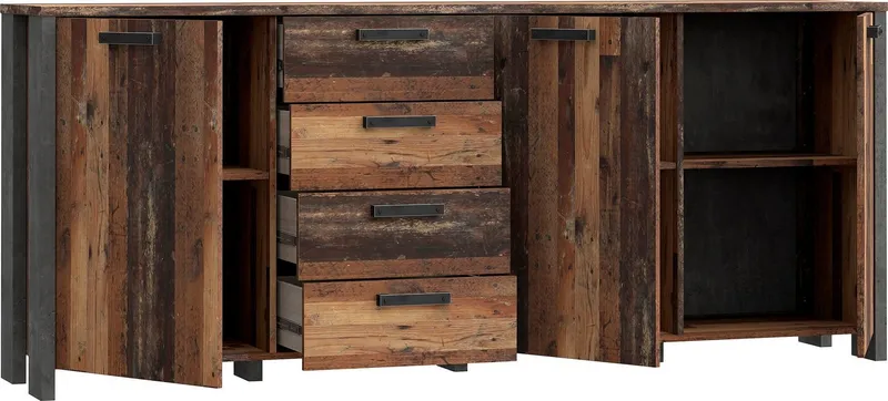 FORTE Sideboard Clif, Breite ca. 206 cm, Braun|grau, – Produktbild 5 von 5