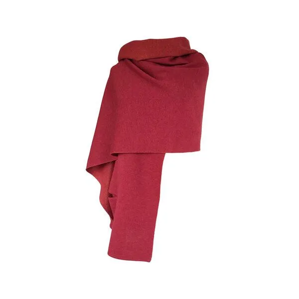 austriandesign.at austriandesign.at EIN LochSchal reversibel aus extrafeiner Merinowolle, Rot/orange, – Produktbild 1 von 2
