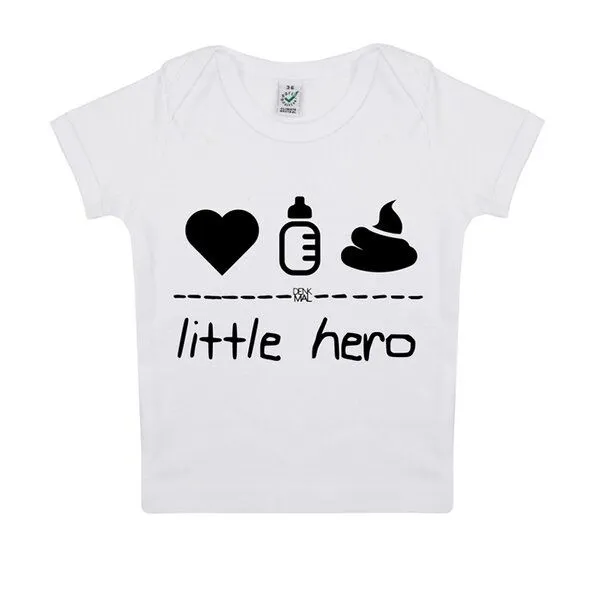 DENK.MAL Clothing DENK.MAL Clothing little hero – Baby Shirt, Weiß, – Produktbild 1 von 3