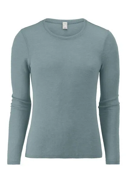 hessnatur hessnatur Longsleeve PURE FUNCTION aus Bio-Merinowolle und Seide, Sturmblau, – Produktbild 2 von 4
