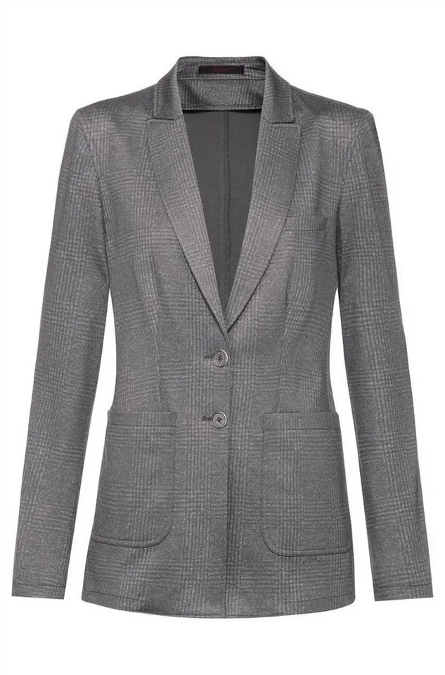 GREIFF GREIFF Longblazer Greiff CASUAL Damen Jersey-Longblazer Regular Hellgrau Glencheck 52, Grau, – Produktbild 2 von 3