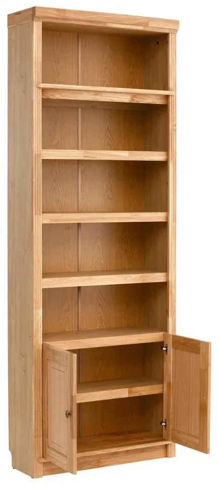 OTTO home Bücherregal Soeren Eiche Regal B/T/H: 80/29/220 cm mit 2 Türen, mit Eiche-Elementen, FSC®-zertifiziert, insgesamt 7 Fächer, Braun, – Produktbild 5 von 5