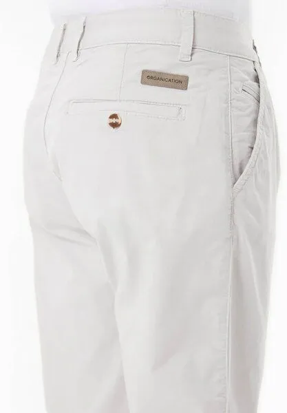 ORGANICATION ORGANICATION Slim-Fit Hose aus Bio-Baumwolle, Light grey, – Produktbild 4 von 4