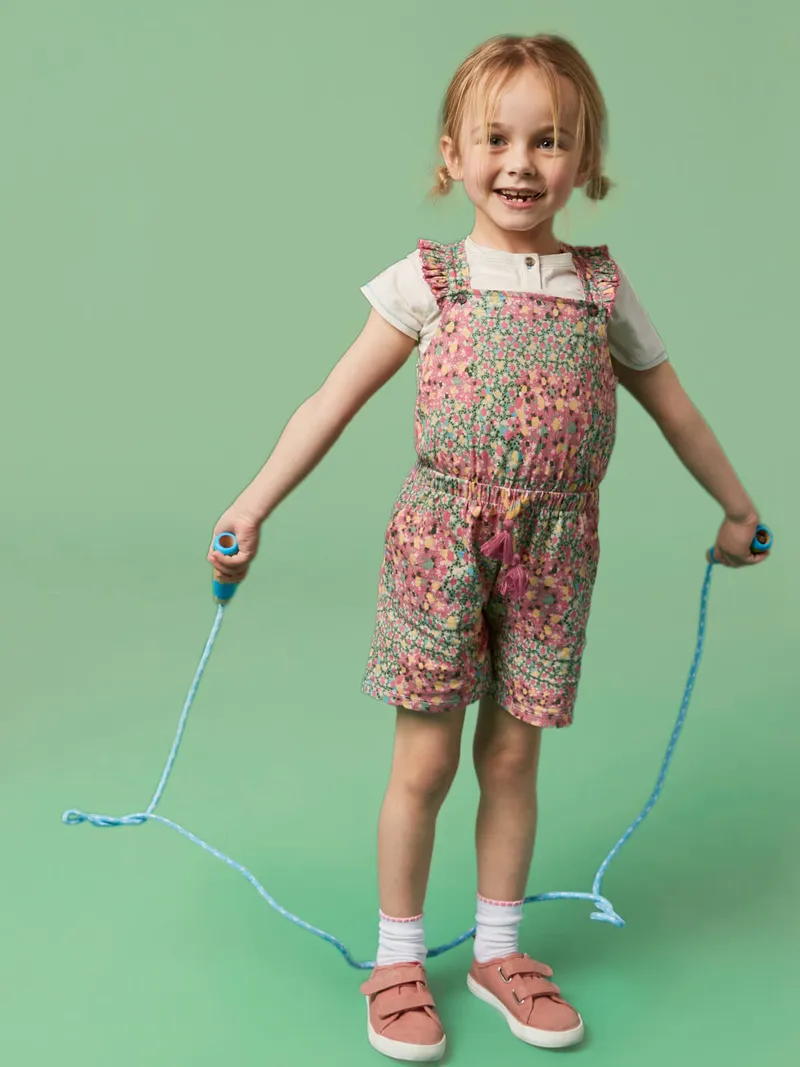White Stuff Ava Kurze Latzhose mit Print - 3-4, Rosa, – Produktbild 1 von 4