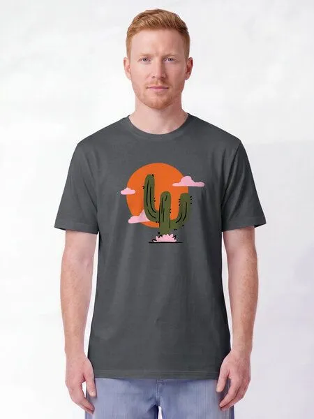 watapparel watapparel T-Shirt Unisex Kaktus im Sonnenuntergang, Anthracite, – Produktbild 2 von 2