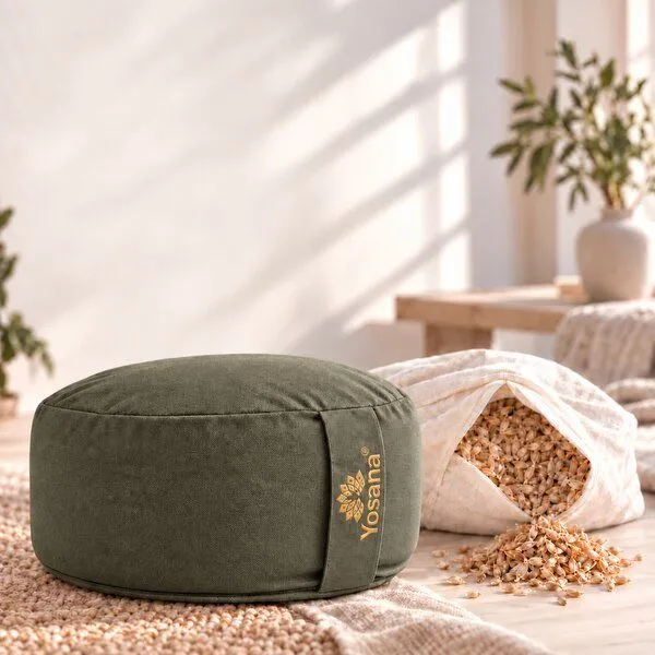 Yosana Yosana Yogakissen rund, Meditationskissen 30x15cm, Olivgrün, – Produktbild 7 von 8