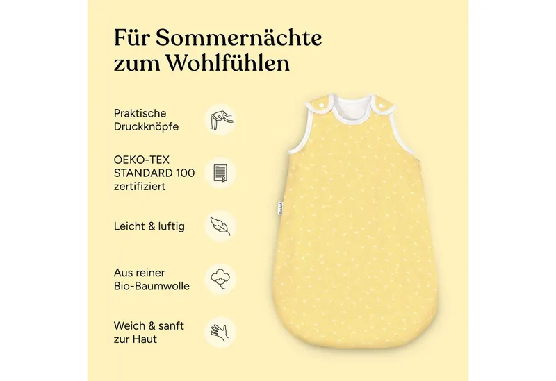 Ehrenkind Babyschlafsack Sommer, Rund, Bio-Baumwolle (Standard by OEKO-TEX, 100% Bio-Baumwolle, Sommerschlafsack, 1.0 TOG), Schlafsack Baby, Baby Schlafsack, Rosa, – Produktbild 3 von 5