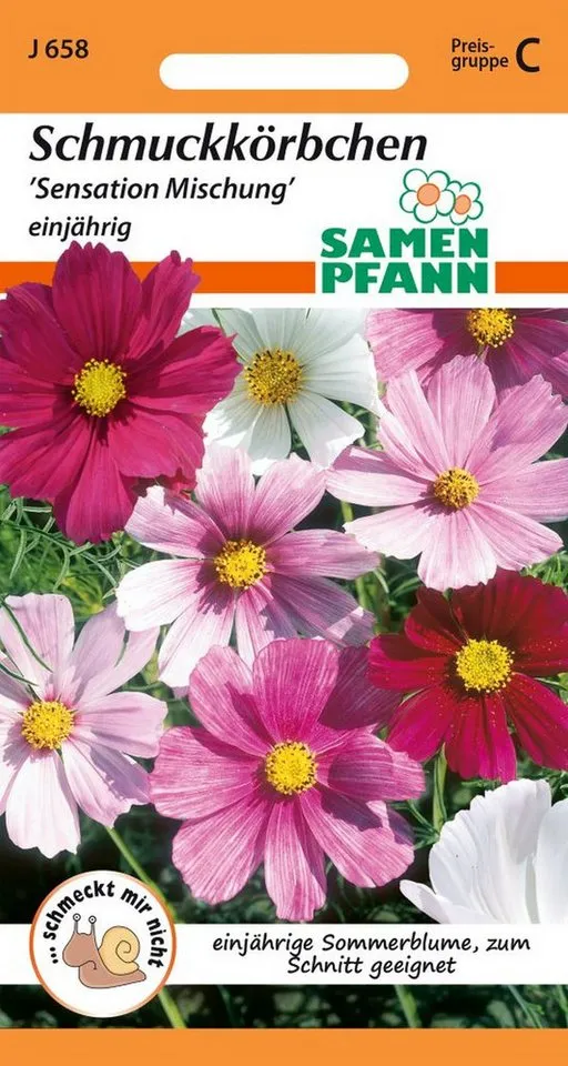 SAMEN PFANN Blumensamen Schmuckkörbchen, Cosmea Mischung - Saatgut Samen, Cosmos bipinnatus, Bunt, – Produktbild 1 von 2