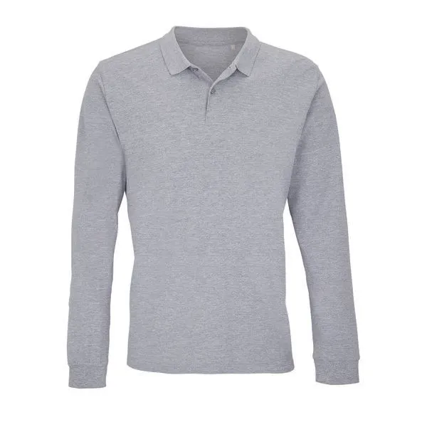 Sol's Sol's Unisex Langarm-Poloshirt, Grau melange, – Produktbild 1 von 4
