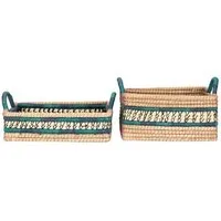 El Puente El Puente Korbset, 2er-Set | Fair Trade & Handmade aus Bangladesch, Petrol, – Produktbild 1 von 1