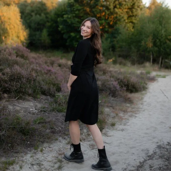 NORDLICHT NORDLICHT Langarm Jersey Kleid Greta, Schwarz, – Produktbild 3 von 4