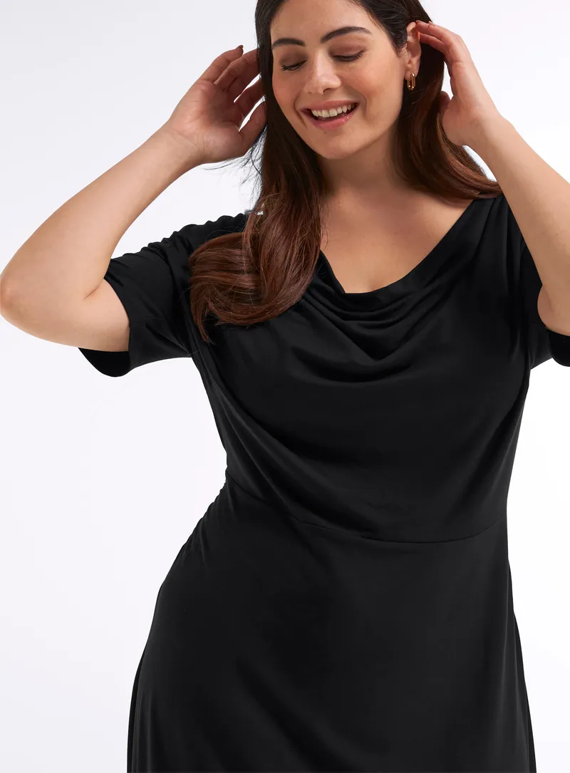 sheego Jerseykleid schwarz, Schwarz, – Produktbild 2 von 2